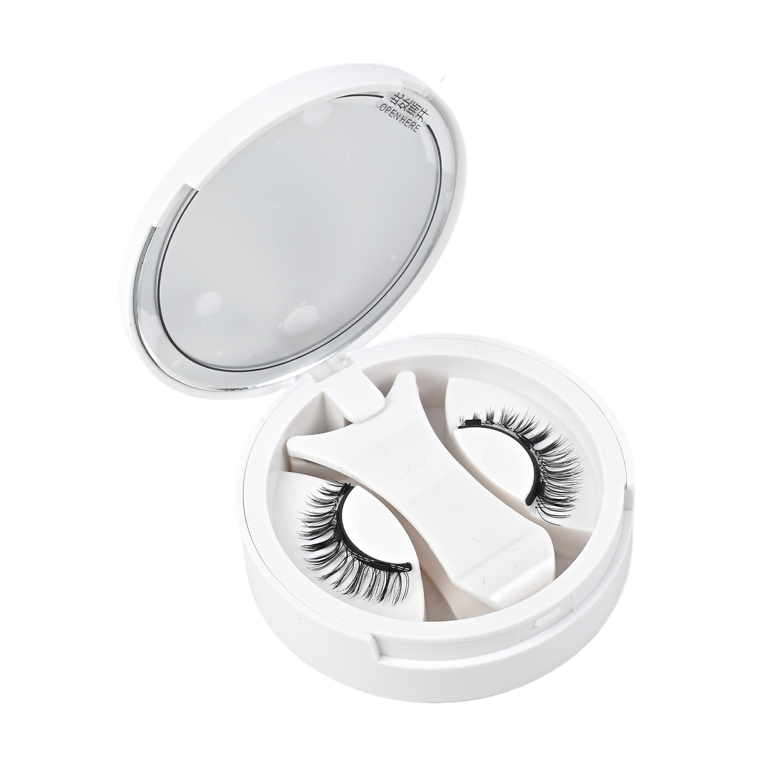 Magnetic reusable false eyelashes shown applied for a fuller lash look
