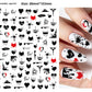 Festive Halloween nail decals mixing pumpkins, bats and spiders