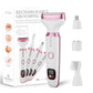 White and rose gold grooming kit tools shown together on a white background