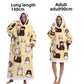 Beaver hooded fleece pullover, pale yellow with brown cartoon animal prints, 130 cm extra long option