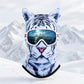 White tiger print fleece balaclava with black stripes, Animal Winter Mask G option