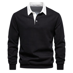Long-sleeved Polo-neck T-shirt