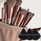 13 piece makeup brush set, close view of the soft nylon brush bristles