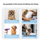 Panel contrasting slow towel drying and loose flying fur with a contained pet drying bag for cats and dogs