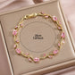 Zircon Gold Plated Leaf Design Bracelet | close detail finishing touch