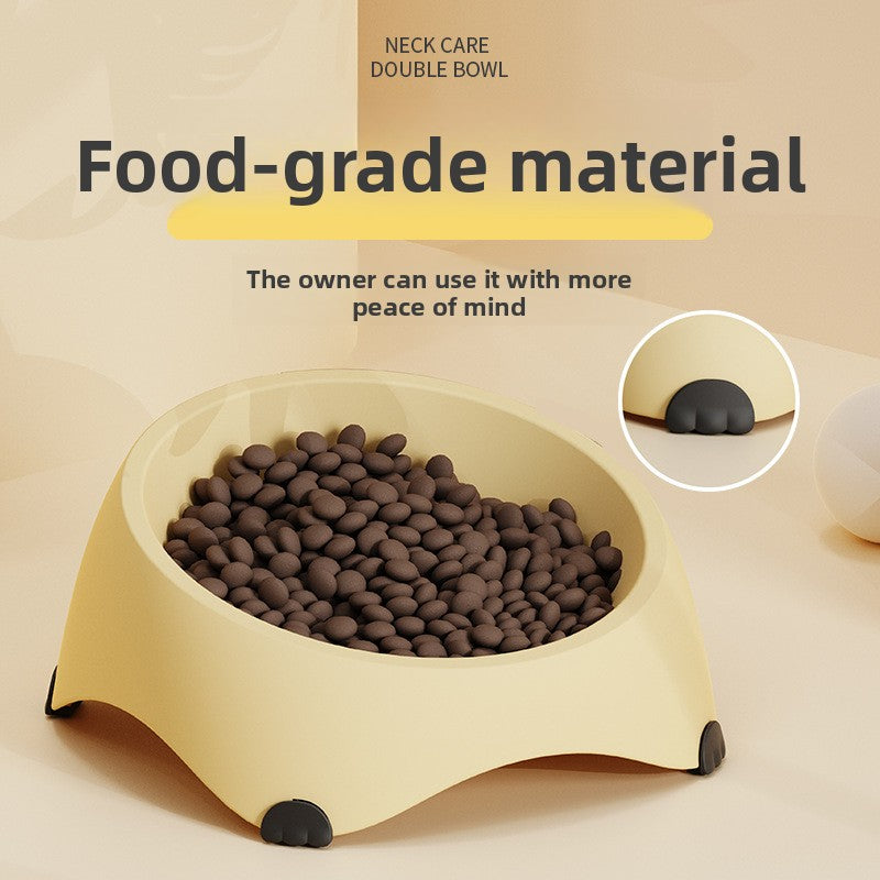 Five colours of the tilted stainless steel cat feeding bowl lined up