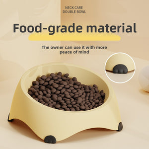 Five colours of the tilted stainless steel cat feeding bowl lined up