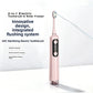 Pink 2 in 1 electric sonic toothbrush and water flosser handle with an OLED mode display