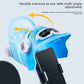 Blue small helmet visor over a phone on a holder, with arrows showing multi-angle adjustment