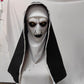 Full head horror nun latex mask with attached white and black head covering