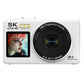 Front view of a white compact camera with a small screen, flash and an 18X Powerful Zoom lens ring