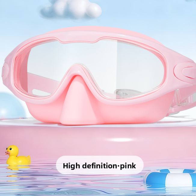 Clear HD polycarbonate lens swimming goggles shown as a studio product photo