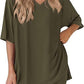 Army Green milk silk V neck loungewear set, oversized top and matching shorts, size S