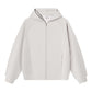Light grey zip-up hoodie with tonal stitching and a matching zip, size XL option