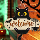 Flat printed wooden Halloween hanging plaque, decorative door and wall sign from the pumpkin castle series
