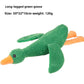 Plush squeaky pet toy design shown with its approximate size, soft body for gentle chewing