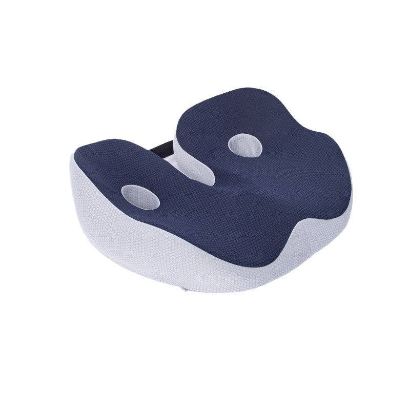 Seat cushion at three quarter angle, light grey bird eye polyester wrapping the rim and base
