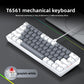 T65 gray and white keycap mechanical keyboard with red switch and USB cable