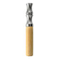 Light wood aroma stick alone on white, pale beech barrel under a waisted chrome toned mouthpiece