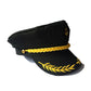 Captain hat angle showing the firm flat crown holding its shape