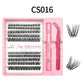 Lash cluster style CS16 in a 10 row tray with dual-ended glue pen, tweezers and a close-up of the cluster shape