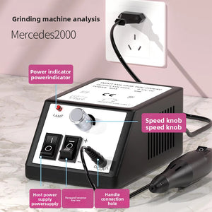 Desktop nail drill power box with a speed dial and a forward reverse switch