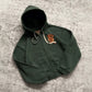 Green zip-up hooded sweatshirt with embroidered orange tiger, size L variant image