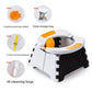 White and black folding toddler potty with pee shield, travel bag and disposable liner bags