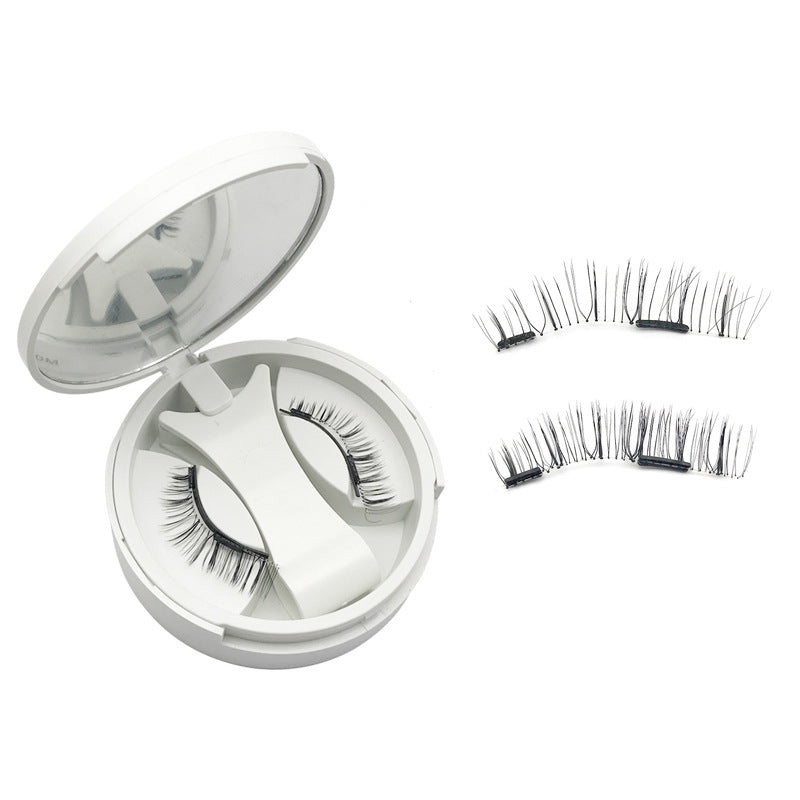 Natural style magnetic false eyelashes displayed on a plain background
