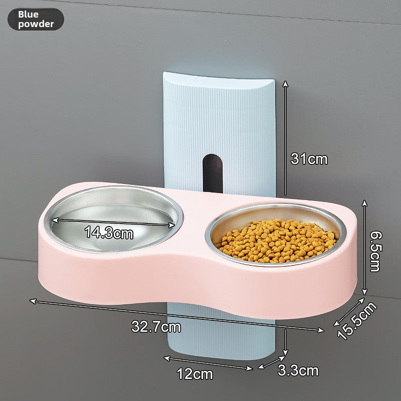 Close view of a removable stainless steel bowl in the molded frame