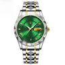 Gold Accented Green Dial Steel Strap