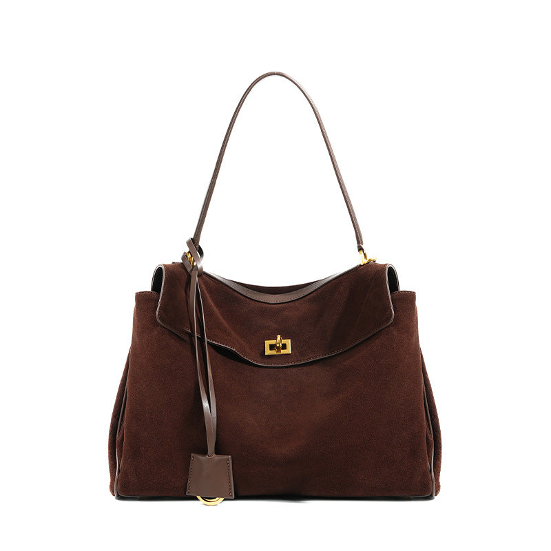 Genuine Leather Frosted Suede Tote | real daily setup