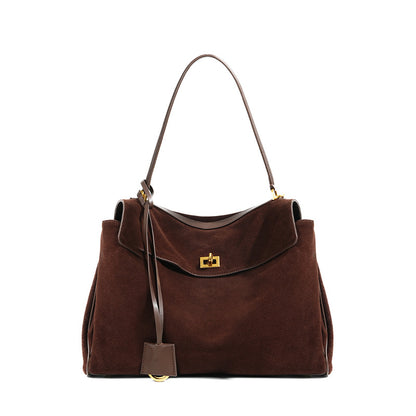 Genuine Leather Frosted Suede Tote | real daily setup