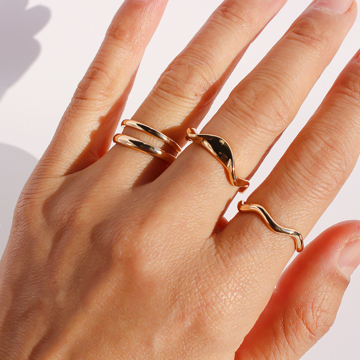 Five-Piece Geometric Stackable Rings Set