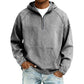 Gray variant, size 2XL: gray washed half zip hoodie on a male model with light jeans