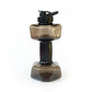 Close view of the flip top spout open on the black cap of the dumbbell water bottle