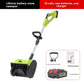 Lime green cordless snow blower with 10-cell lithium-ion pack, two batteries, charger and AU plug