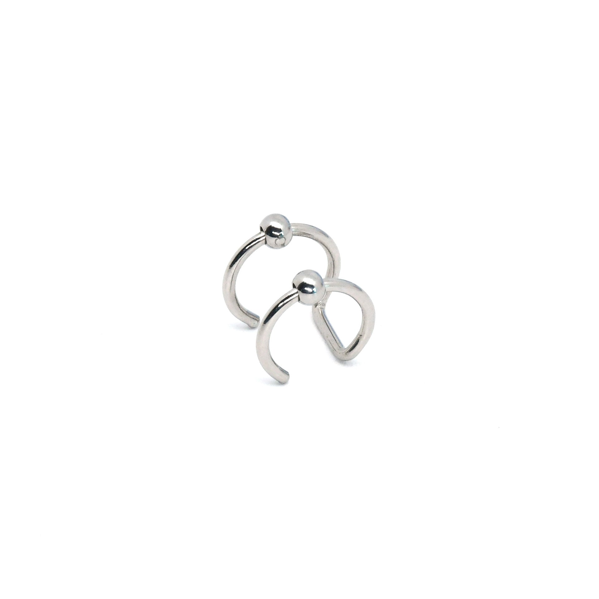 Rose gold non pierced ear cuff with slim double line C shaped band