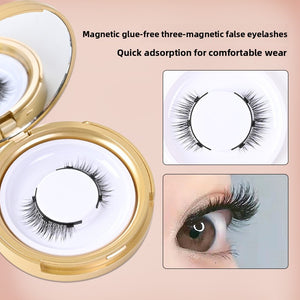 Side profile of a magnetic lash band showing its thin curved strip and tapered fiber tips
