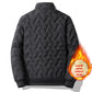 Padded jacket open to show the plush fleece lining and inner pocket