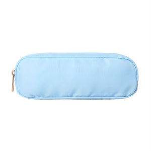Side profile of the nylon pencil case showing the zip pull and soft flexible body