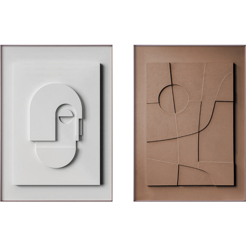 Decorative paintings in an abstract living room