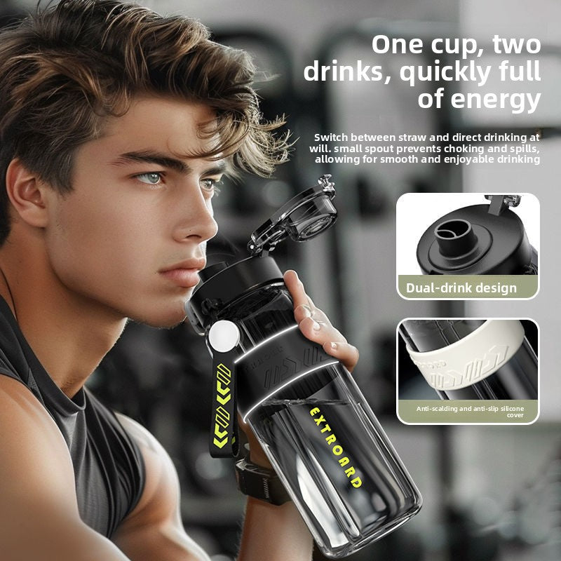 Close-up of the sports water bottle screw lid and threaded neck seal
