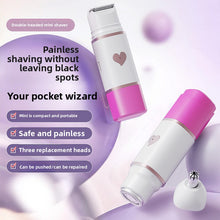 Portable Rechargeable Mini Shaver with Three Interchangeable Heads