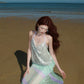 Side profile showing the sculpted fishtail flare at the hem