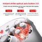 Close up of the white controller optical axis face buttons with red backlight detail