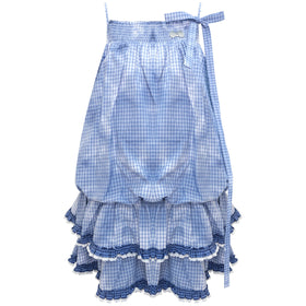 Blue Plaid Lace Hem Suspender Dress