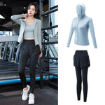 Colour comparison of the three piece activewear sets side by side