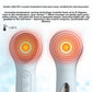 Facial cleansing brush shown in light blue, pink, purple and beige with soft silicone heads