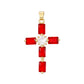 Cross pendant set with blue cubic zirconia stones on a slim plated chain